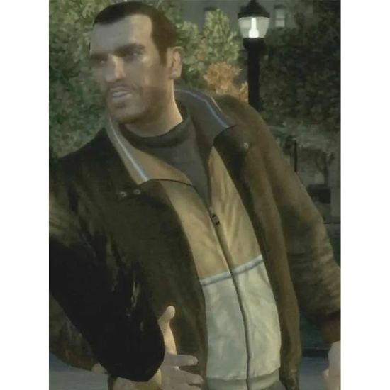 GTA IV Michael Hollick (Niko Bellic) Leather Bomber Jacket GTA IV Michael Hollick (Niko Bellic) Leather Bomber Jacket