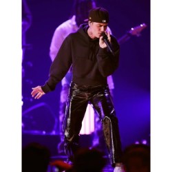 Grammy 2022 Justin Bieber Black Leather Pant