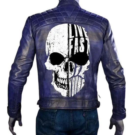 Live Fast Die Young Skull Biker Jacket