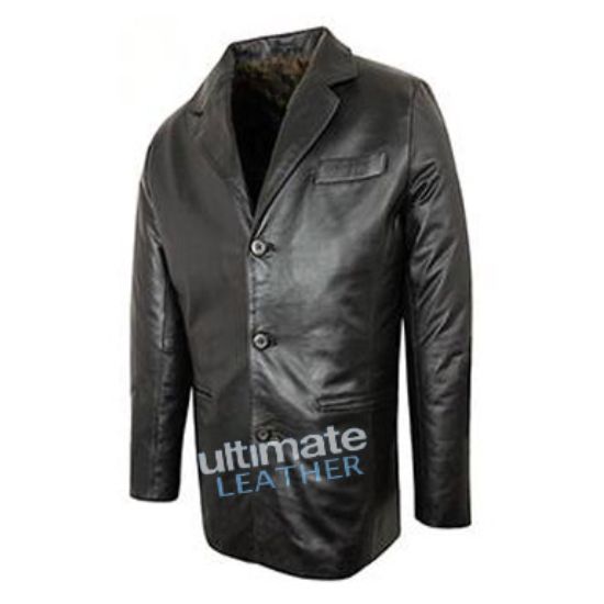 Men's Black Blazer Leather Jacket