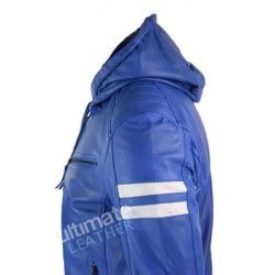 blue hooded leather jacket for mens blue hooded leather jacket for mens