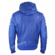 blue hooded leather jacket for mens