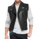 men's slim fit leather vest 