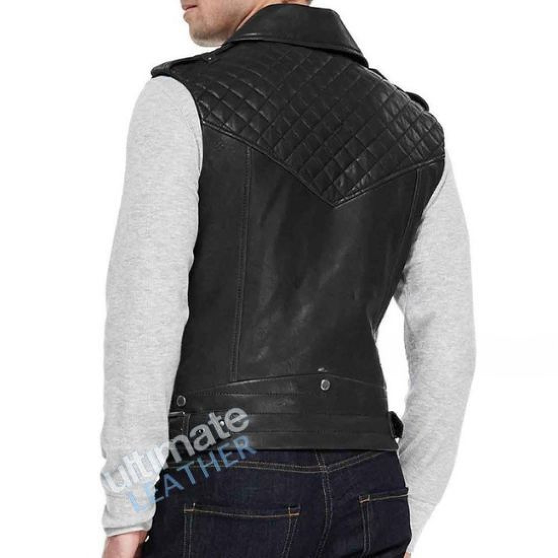 Buy Slim Fit Leather Vest Men's order now men's leather vest uk