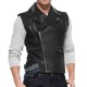 men's slim fit leather vest 