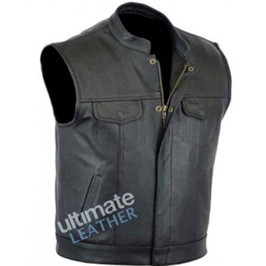 Men's Zipper Leather Vest