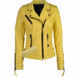 Women's Yellow Biker Leather Jacket Women's Yellow Biker Leather Jacket
