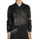 women's bomber black leather jacket