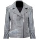 women's grey biker leather jacket