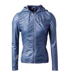 blue hooded leather jacket for womens blue hooded leather jacket for womens