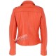 Women's Orange biker Leather jacket