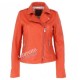 Women's Orange biker Leather jacket