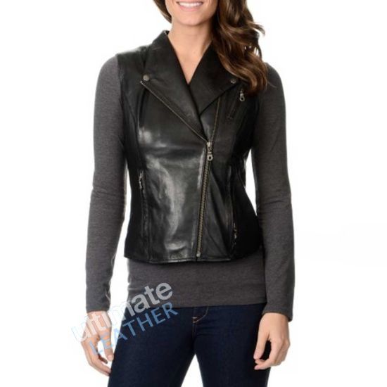 Black Leather Vest for women