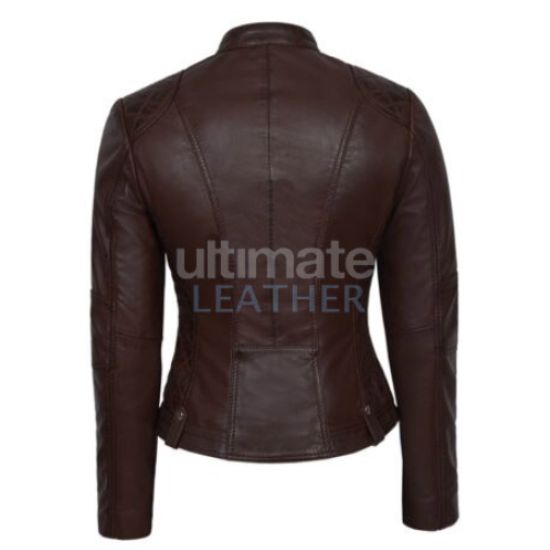 Women's Dark Brown Motorcycle Leather Jacket