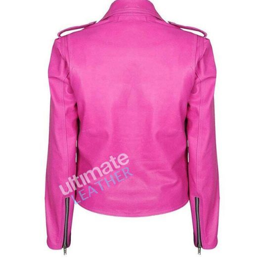 Women's pink Biker Leather Jacket