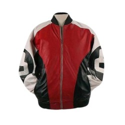 8 Ball Logo Bomber Leather Jacket