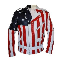American Flag Biker Leather Jacket American Flag Biker Leather Jacket