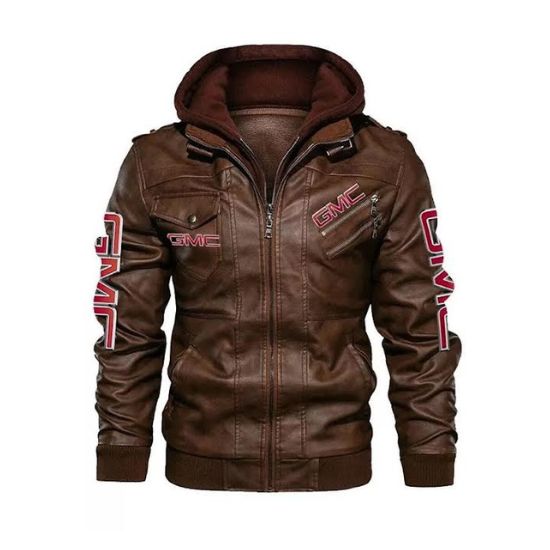 Mens Gmc Leather Bomber Hoodie Jacket