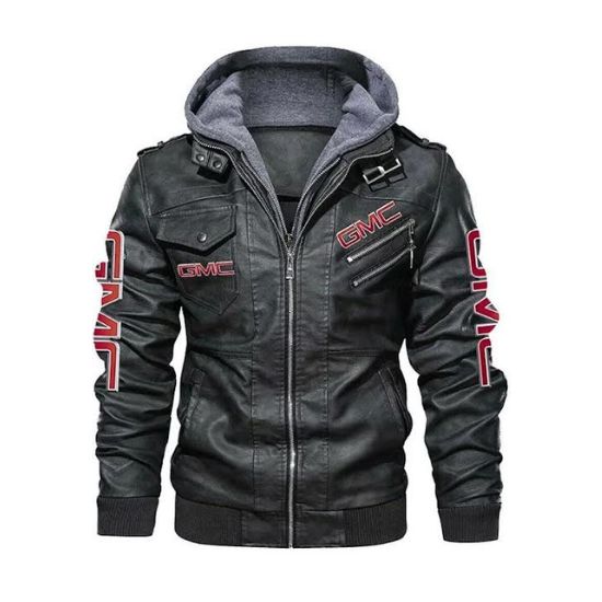 Mens Gmc Leather Bomber Hoodie Jacket