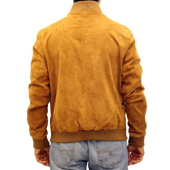 Men’s Yellow Letterman Suede Jacket