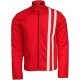 Mens Movie Steve Vintage Stripes Red Cotton Biker Jacket