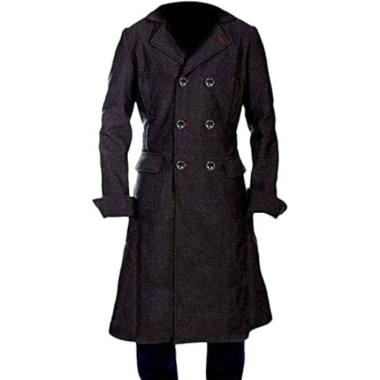 Mens Benedict Cumberbatch Holmes Black Trench Coat