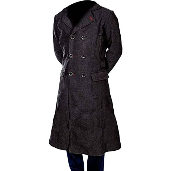 Mens Benedict Cumberbatch Holmes Black Trench Coat