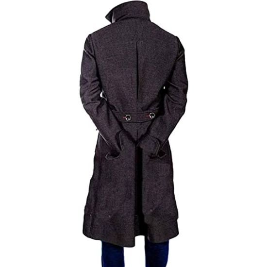 Mens Benedict Cumberbatch Holmes Black Trench Coat