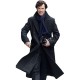 Mens Benedict Cumberbatch Holmes Black Trench Coat