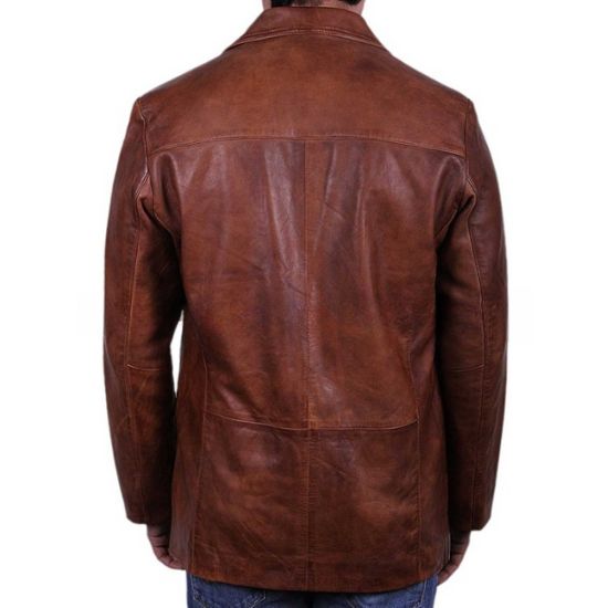 Men's Italian Brown Leather Blazer Jacket