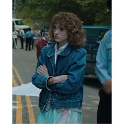 Stranger Things S04 Natalia Dyer (Nancy Wheeler) Blue Denim Jacket Stranger Things S04 Natalia Dyer (Nancy Wheeler) Blue Denim Jacket