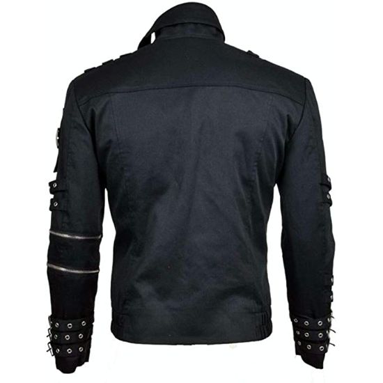 Men's Pop Vintage Belted Concert Black Cotton Biker Jacket