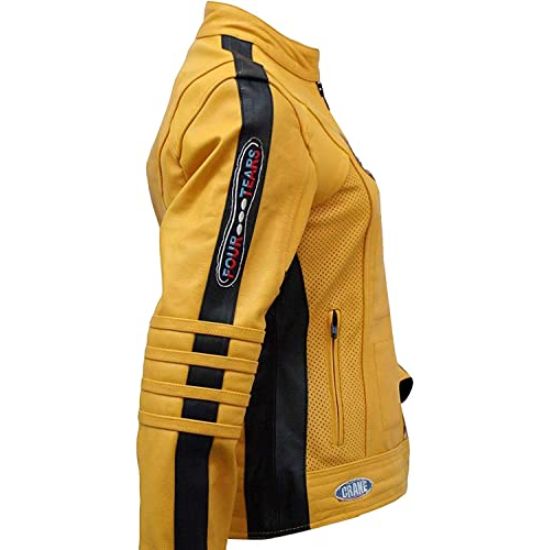 Women's Protective Yellow Motorcycle Leather Jacket