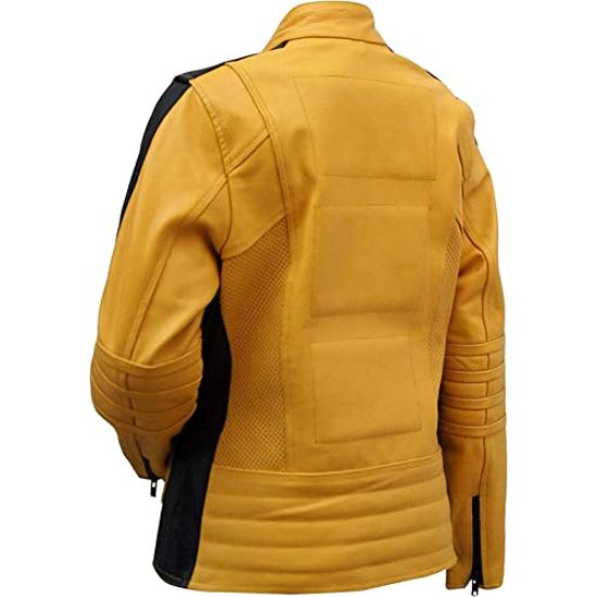 Women's Protective Yellow Motorcycle Leather Jacket