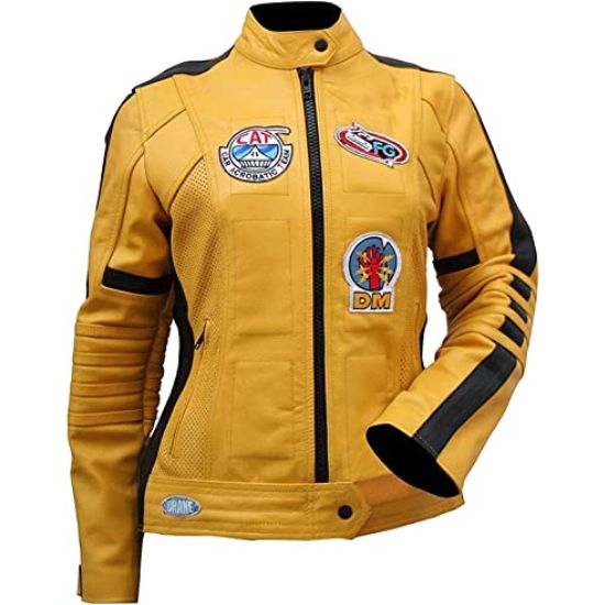 Women's Protective Yellow Motorcycle Leather Jacket