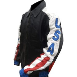 Men's Usa Flag Logo Biker Bomber Jacket Men's Usa Flag Logo Biker Bomber Jacket