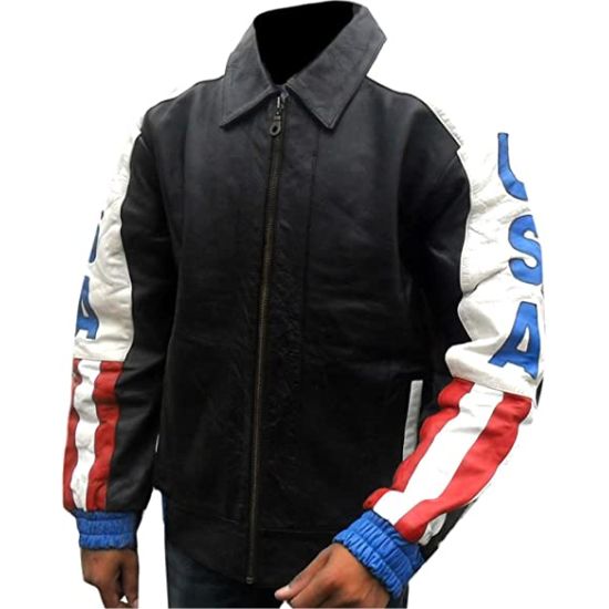 Men's Usa Flag Logo Biker Bomber Jacket