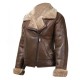 Women's World War II B3 Ginger Brown Aviator Shearling Leather Jacket