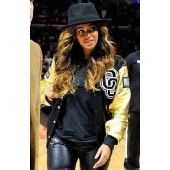 Beyonce Golden And Black Leather Jacket