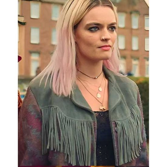 Sex Education Emma Mackey (Maeve Wiley) Fringe Leather Jacket