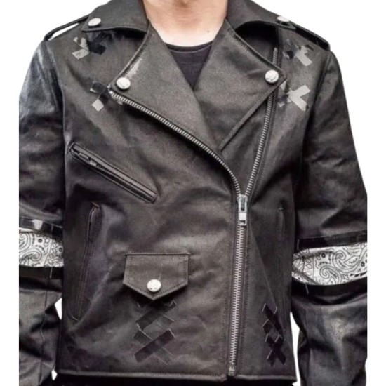 Daft Punk Shark Black Leather Jacket