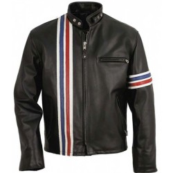 Johnny Knoxville Biker Striped Leather Jacket Johnny Knoxville Biker Striped Leather Jacket