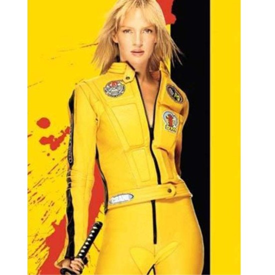 Kill Bill Uma Thurman Yellow Biker Leather Jacket