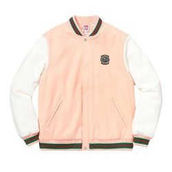 Lacoste x Supreme Peach & White Varsity Jacket Lacoste x Supreme Peach & White Varsity Jacket