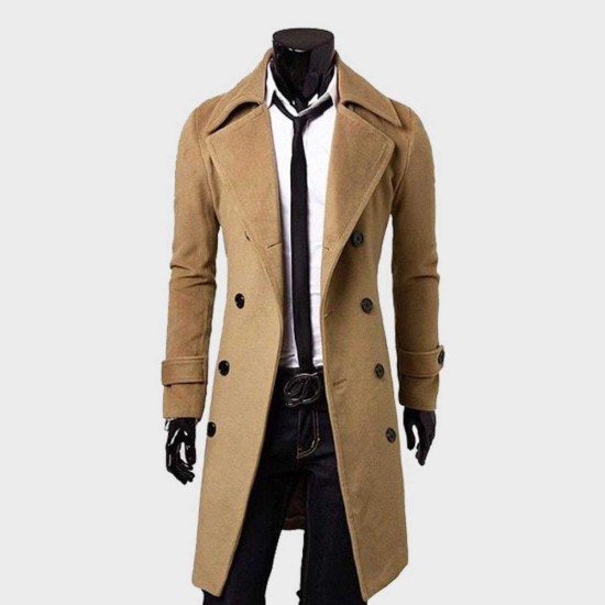 Men's Brown Wool Trench Coat