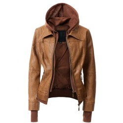 Women Hoodie Style Leather Jacket Women Hoodie Style Leather Jacket