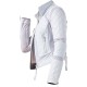 Women's Diamond Quilted Lace-Up White Biker Jacket