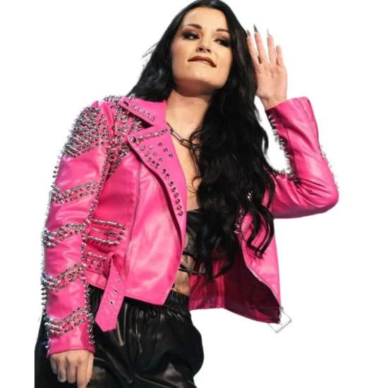 WWE Paige (Saraya) AEW Dynamite Pink Leather Jacket