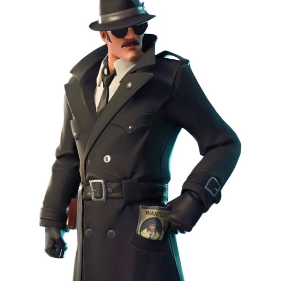 Black Fortnite Noir Long Coat for Men