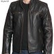 Black Rivet Leather Jacket For Men